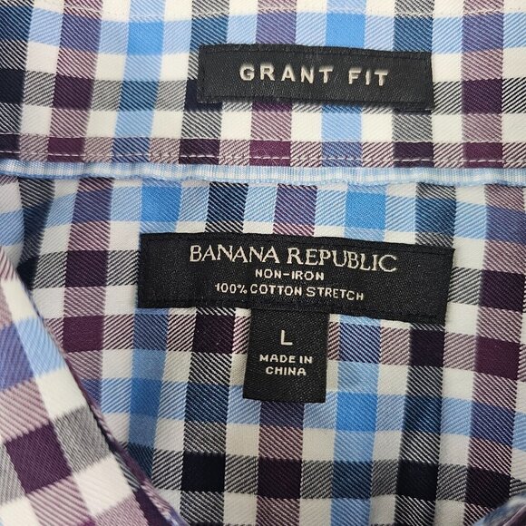 Banana Republic Men's Non-Iron Grant Fit Button Long Sleeve Shirt – Size Large - Picture 2 of 13